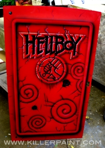 Hellboy Custom Fridge inside door panel by Mike Lavallee of Killer Paint