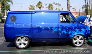 Overhaulin Blue Flames Van by Mike Lavallee of Killer Paint, Passenger side.