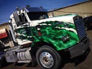Semi Truck with Green True Fire™ by Mike Lavallee of Killer Paint